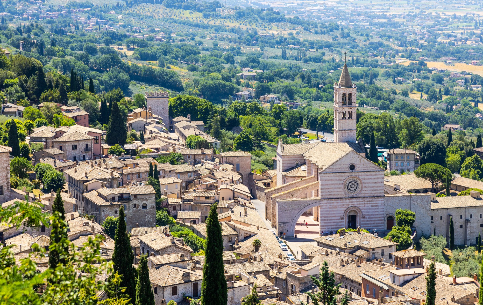 Veduta aerea di Assisi